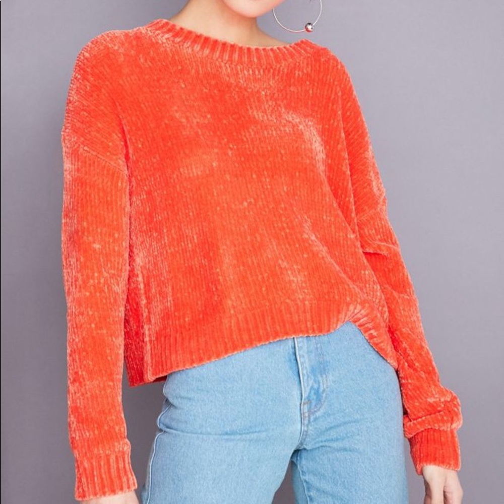 UO Bright Orange Chenille Sweater